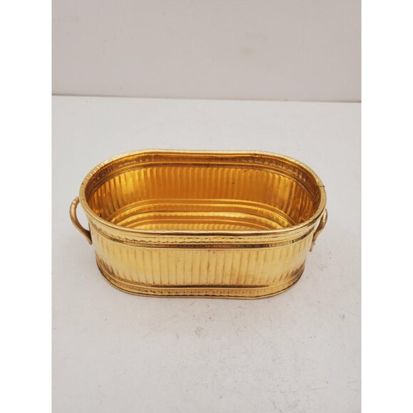 Vintage Brass Planter,- With Handles -Brass Rectangle Planter Vintage oval brass - Picture 3 of 10